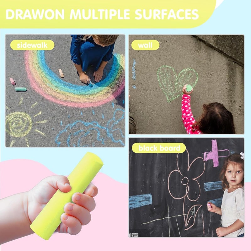 FELIZROCA 50 Pack Washable Sidewalk Chalks for Kids Non-Toxic Jumbo Chalk for Outdoor Art Play, Colored Chalk for Painting on Chalkboard, Blackboard and Playground - Image 3